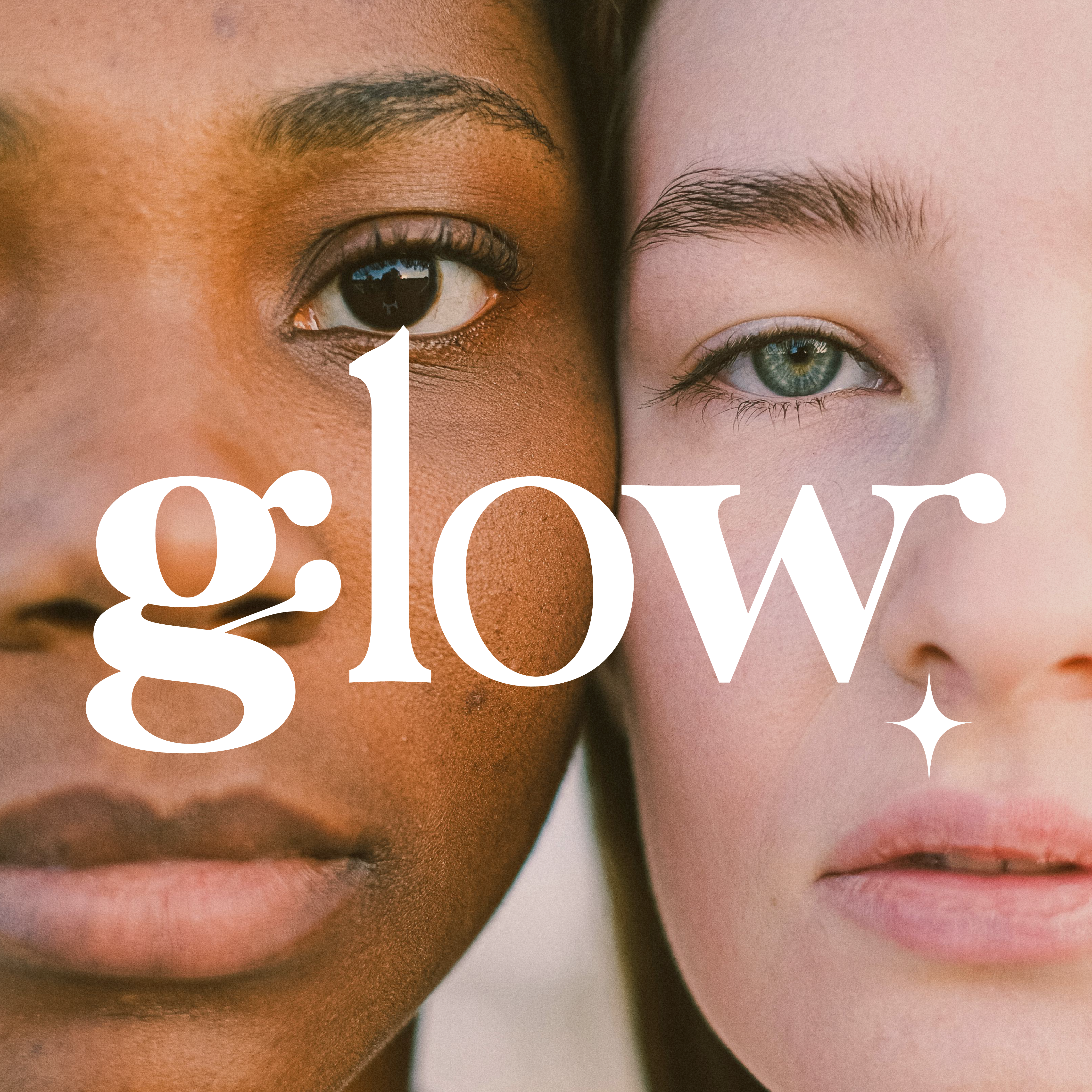 logo glow op achtergrond foto met twee vrouwen